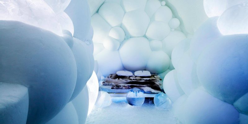 Ijskamer in het ICEhotel van Jukkasjarvi in Zweden