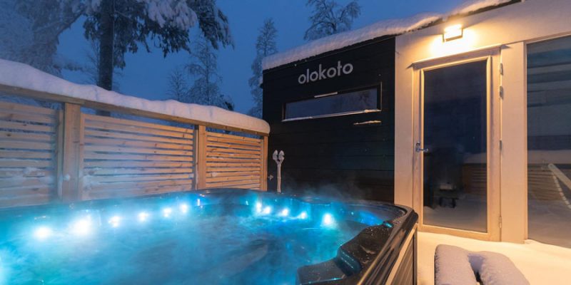 sauna en jacuzzi van Northern Lights Ranch Lapland