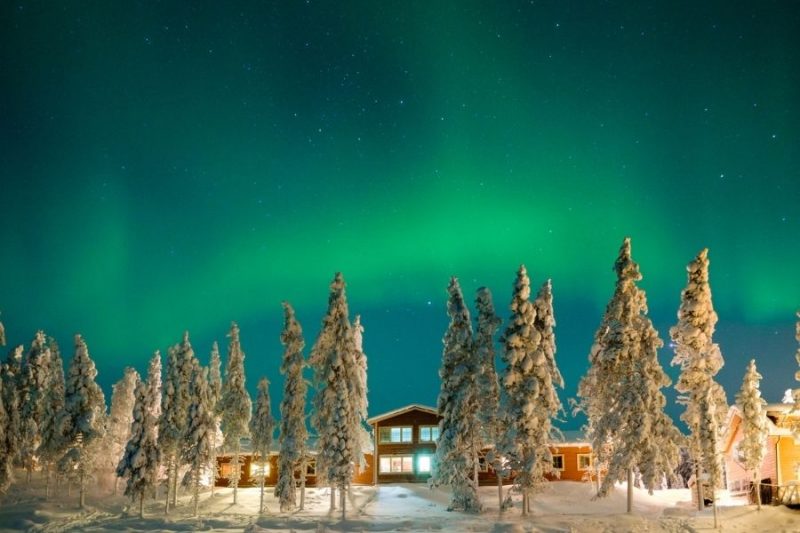 Aurore boréale au Pinetree Lodge