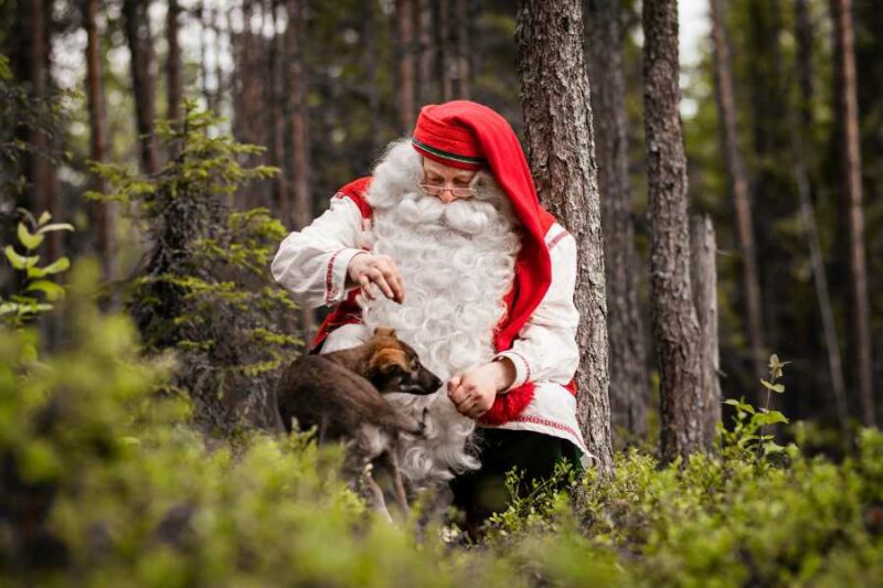 Le Père Noël dans les bois de Rovaniemi